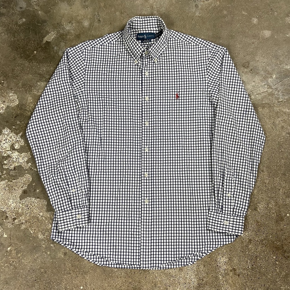 Vintage Polo Ralph Lauren‎ Oxford Button Down Size Large White Check Pony Logo